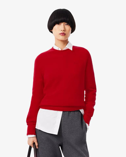 Maglia Lacoste girocollo in lana classic donna