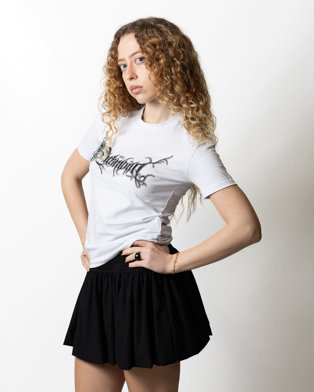 T-Shirt John Richmond slim con logo strass donna