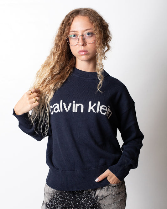 Maglia Calvin Klein Jeans girocollo con logo a contrasto donna