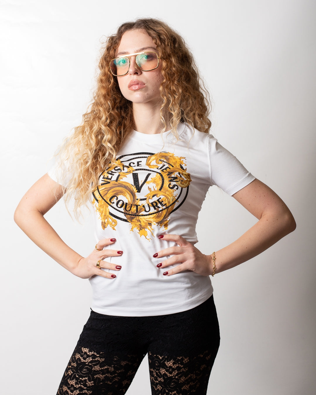 T-Shirt Versace Jeans Couture "V-Emblem Wave" donna