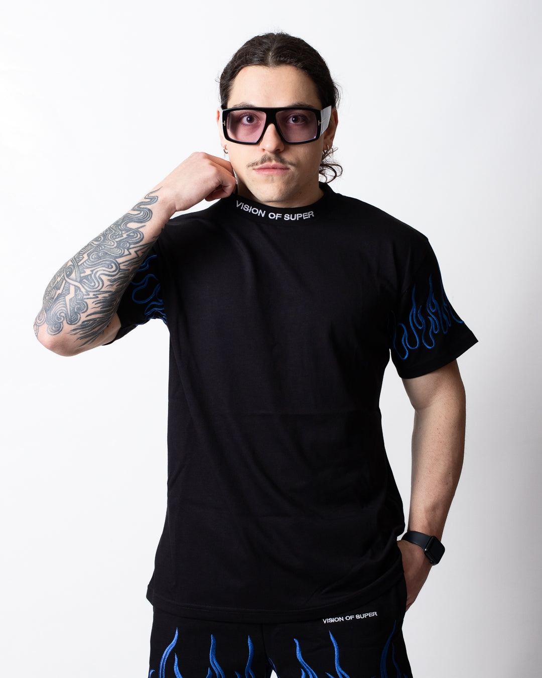 T-Shirt Vision of Super "Blue Flames" uomo