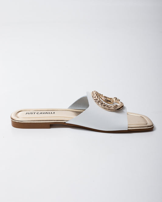 Ciabatte Just Cavalli in pelle con placca logata donna