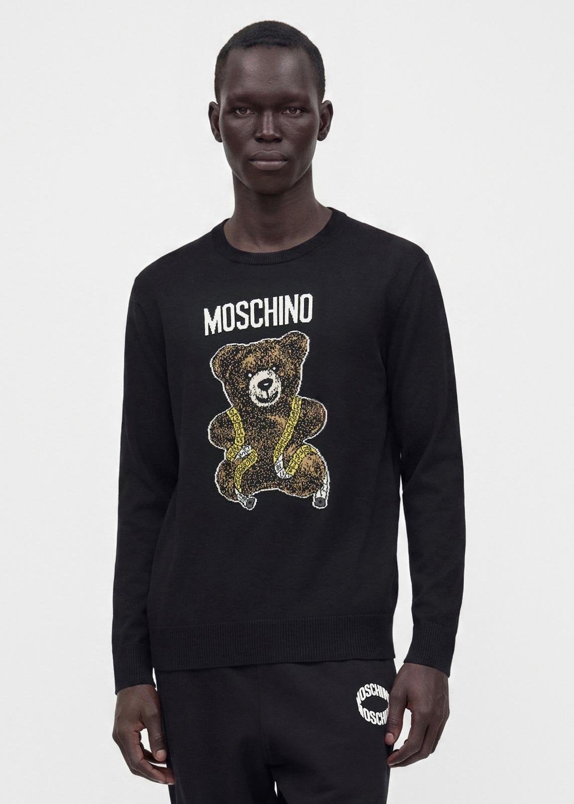 Maglia Moschino girocollo in lana "Teddy Bear Inlay" uomo