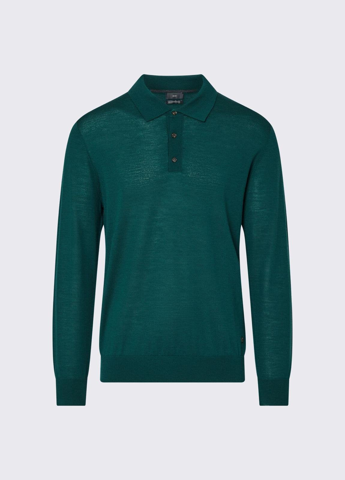 Maglia polo Liu Jo girocollo in lana con logo metallico