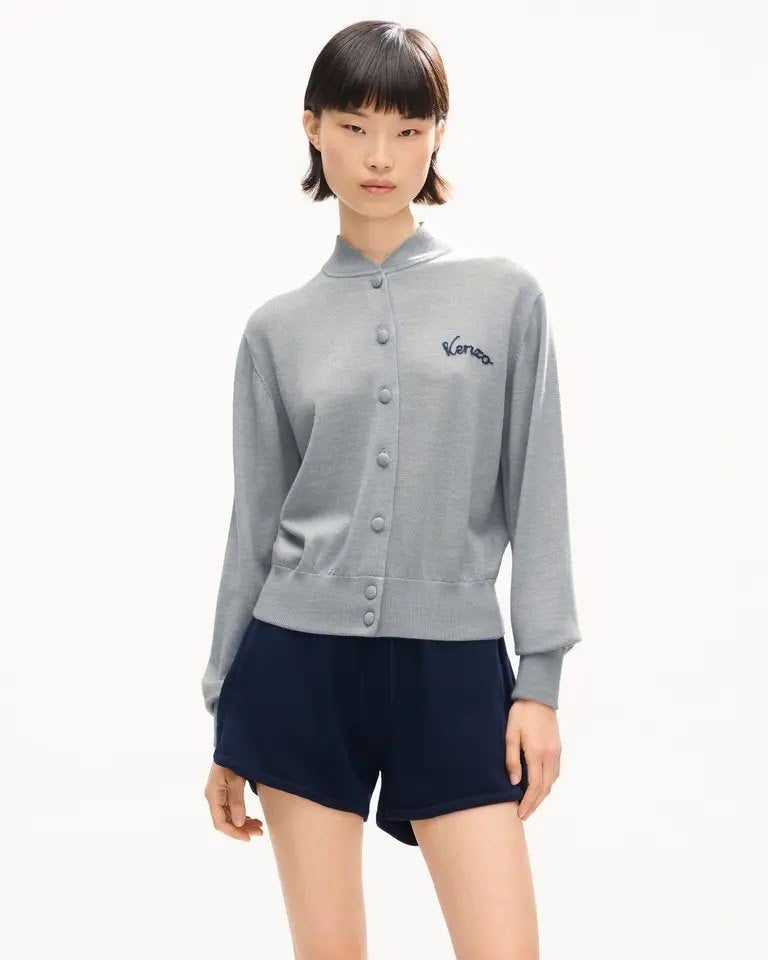 Cardigan Kenzo Paris in lana con maxi ricamo sul retro
