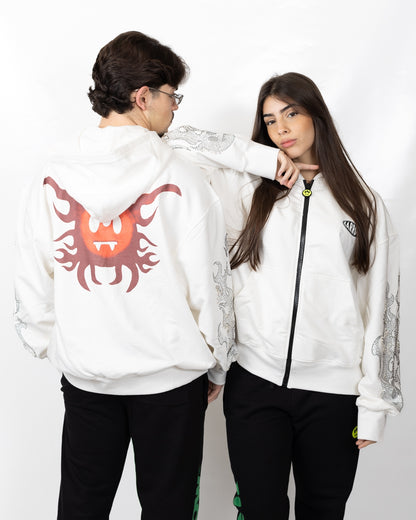 Felpa Barrow fullzip con cappuccio, strass e borchie