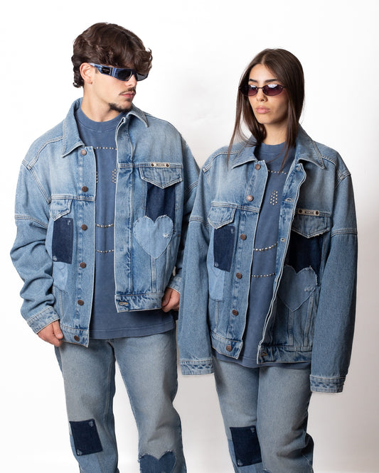 Giubbotto Moschino in denim con patch