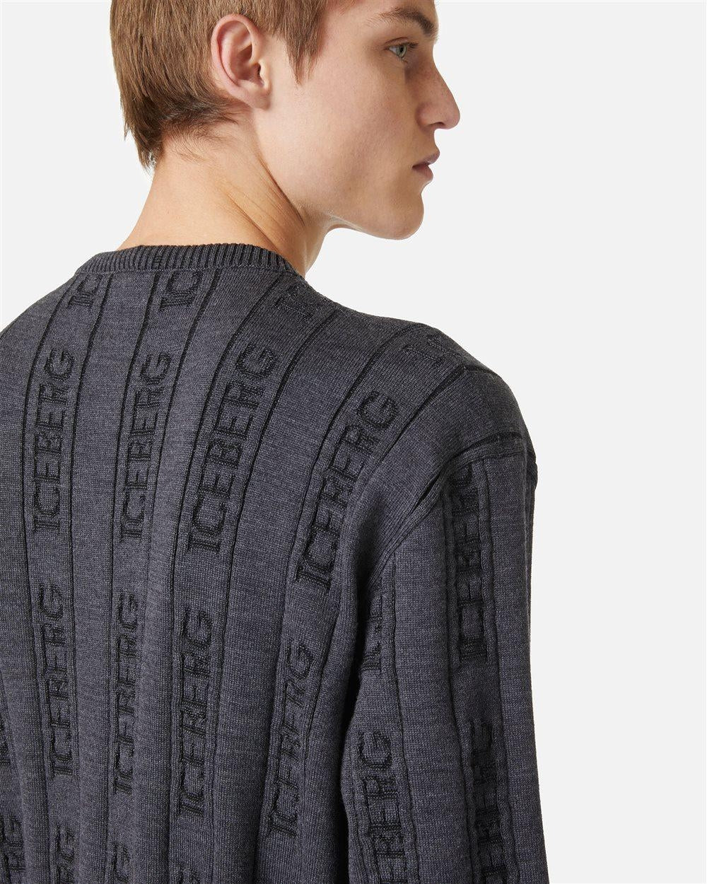 Maglia Iceberg girocollo logata jacquard all-over uomo