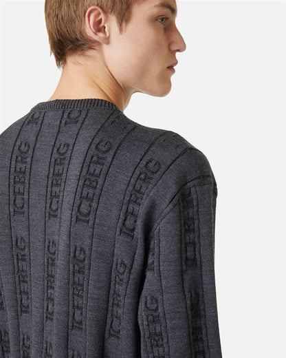 Maglia Iceberg girocollo logata jacquard all-over uomo