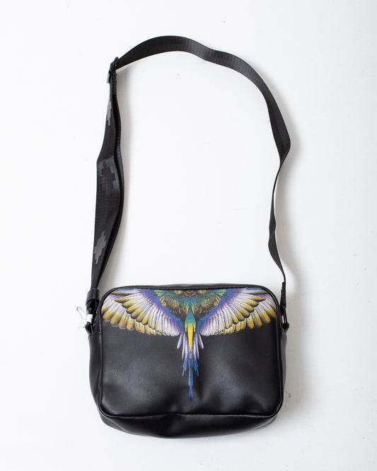 Borsa Marcelo Burlon in ecopelle con tracolla e logo wings colorfull