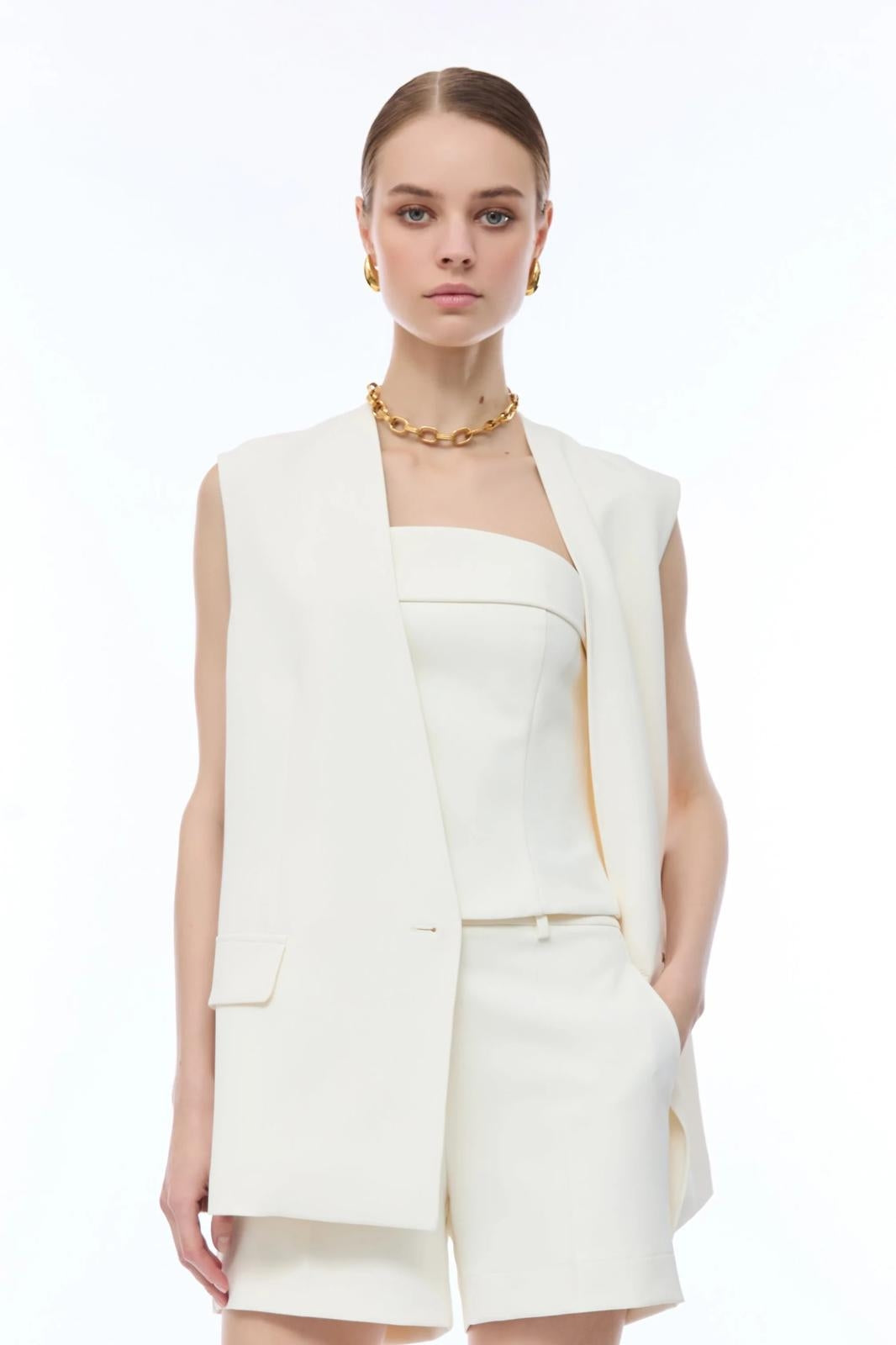 Giacca blazer Nenette doppiopetto smanicata donna