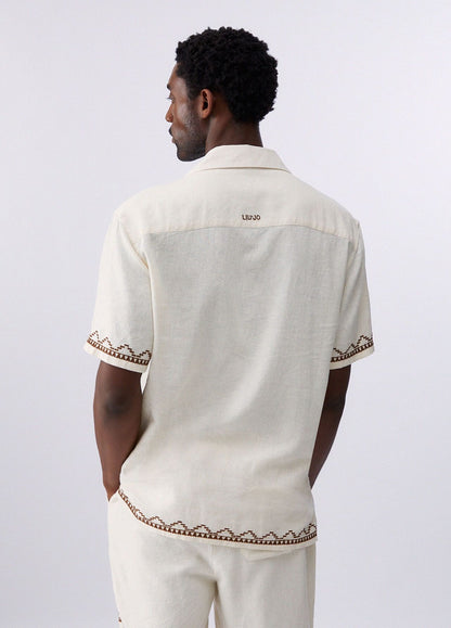 Camicia Liu Jo in misto lino ricamata uomo