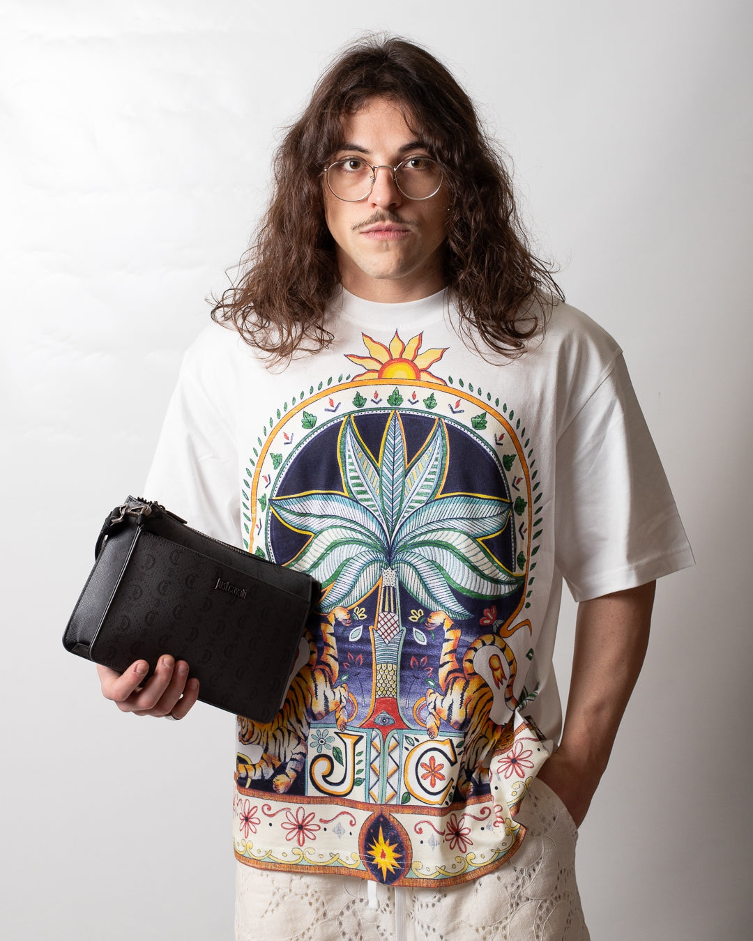 Pochette Just Cavalli "Gothic Print" in ecopelle