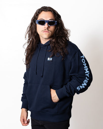 Felpa Tommy Jeans con cappuccio e logo in rilievo uomo
