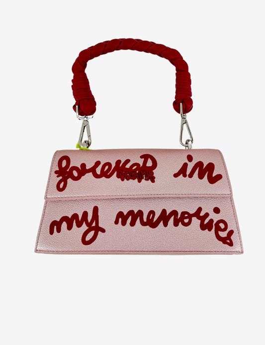 Borsa Disclaimer con manico intrecciato e slogan stampato donna