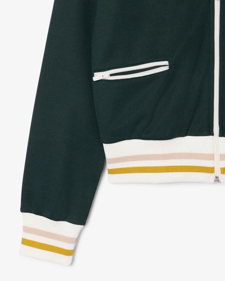 Felpa Lacoste fullzip in nylon con bordi a contrasto donna