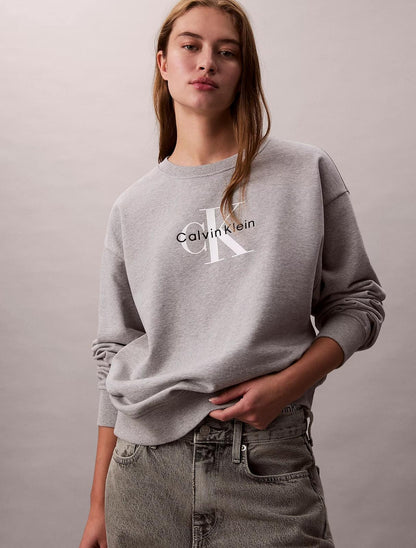 Felpa Calvin Klein girocollo con logo ricamato donna