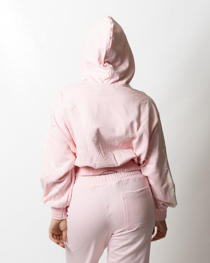 Felpa Barrow cropped fullzip logata con cappuccio donna