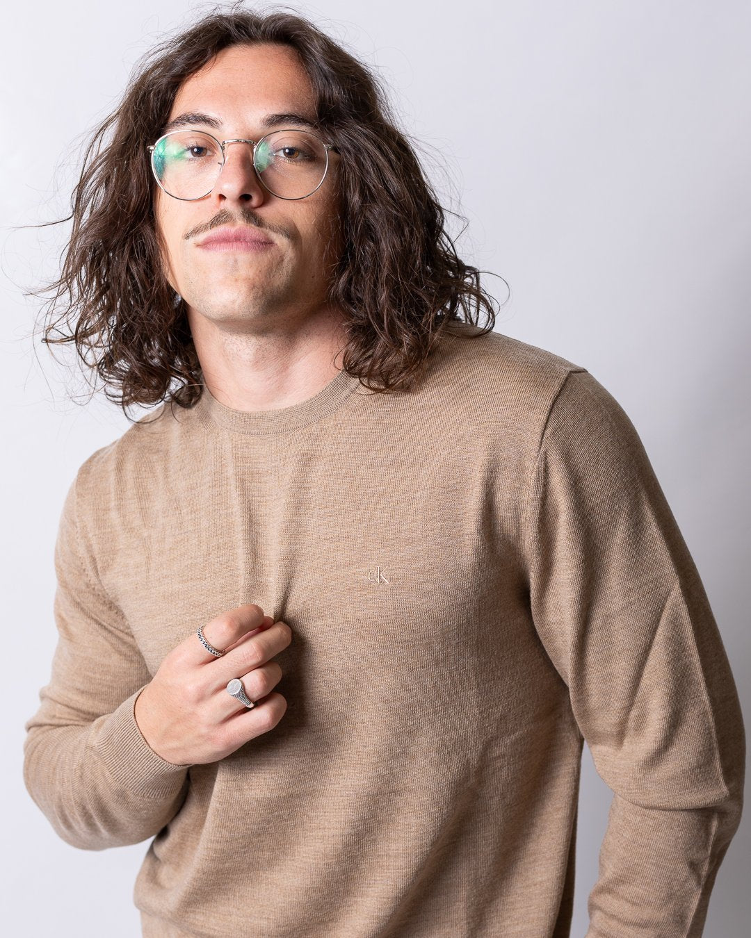 Maglia Calvin Klein girocollo in lana merino uomo