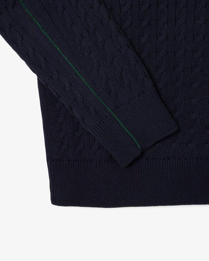 Maglia Lacoste girocollo con ricami intrecciati uomo