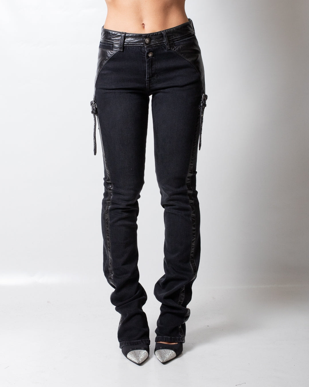 Jeans Versace Jeans Couture slim con dettagli in pelle donna