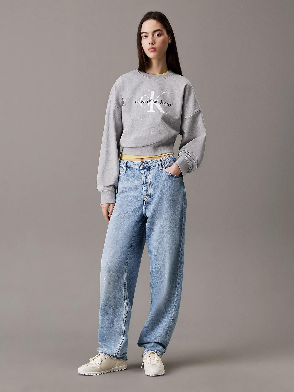 Felpa Calvin Klein girocollo con logo ricamato donna