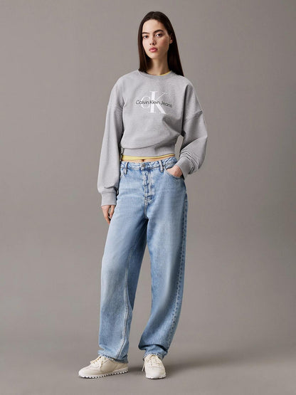 Felpa Calvin Klein girocollo con logo ricamato donna