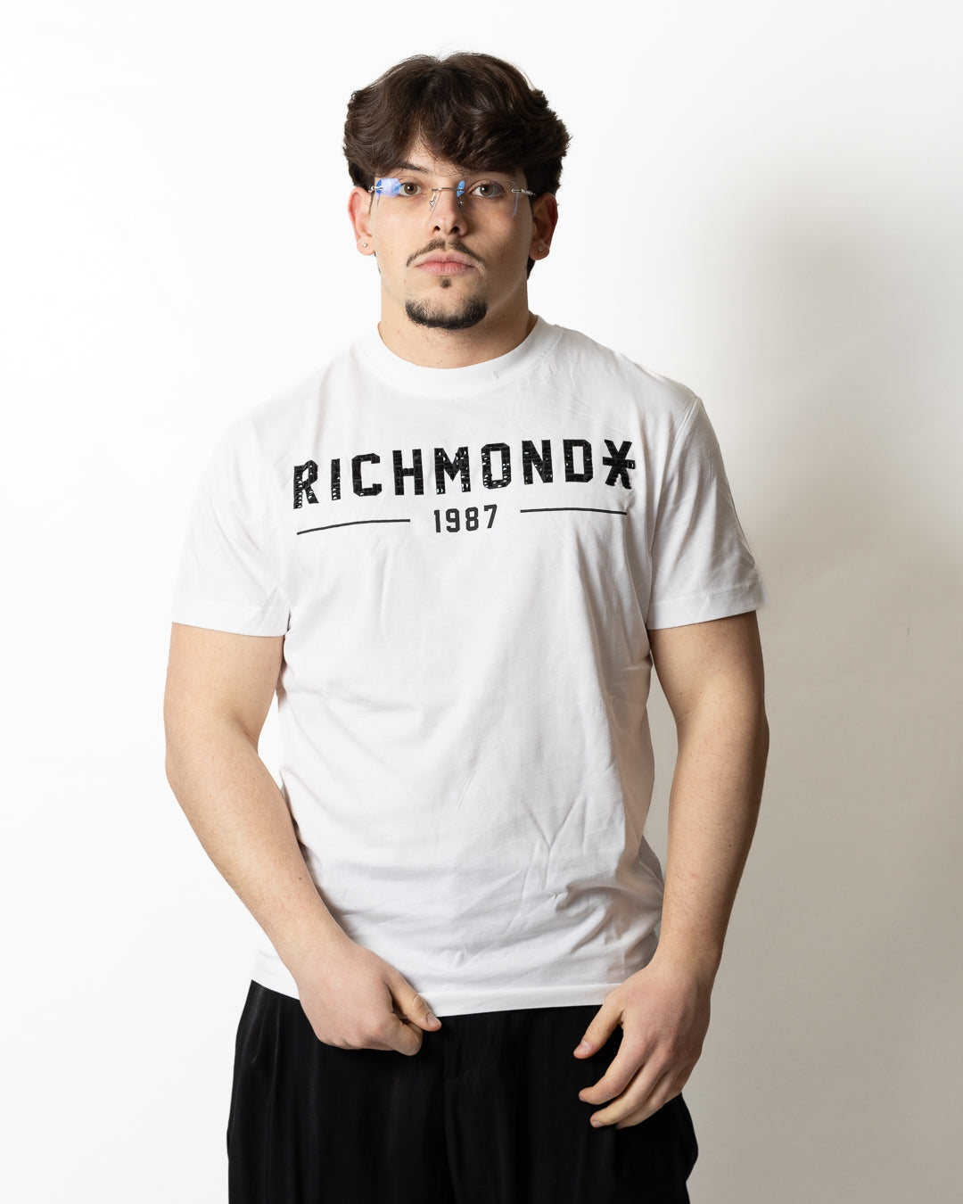 T-Shirt Richmond X con logo strass uomo