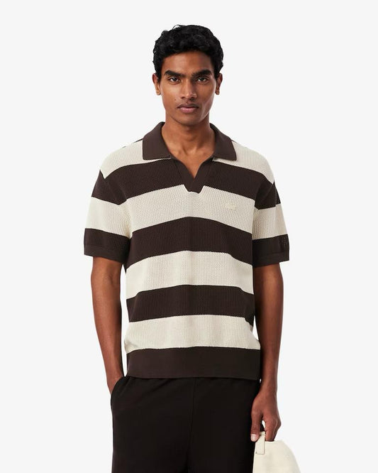 Polo Lacoste in maglia traforata uomo