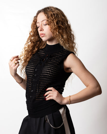 Gilet Richmond X in maglia traforata con laccetti donna