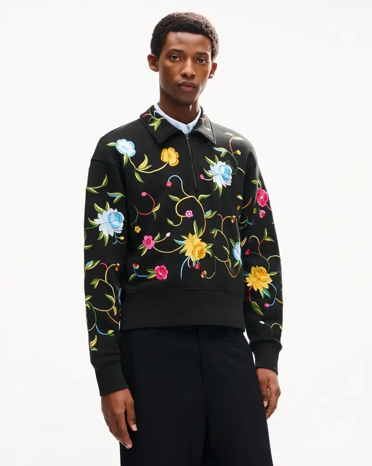 Felpa polo Kenzo Paris mezza zip e ricami