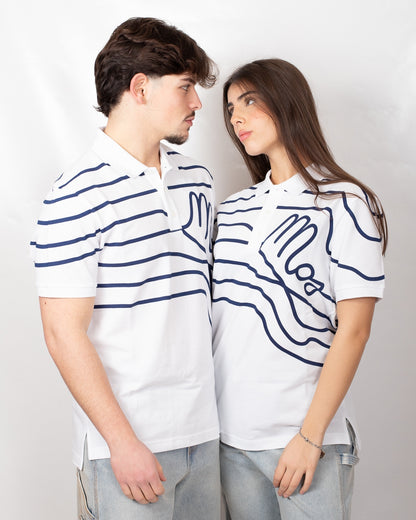 Polo Moschino in piquet con stampa a righe 