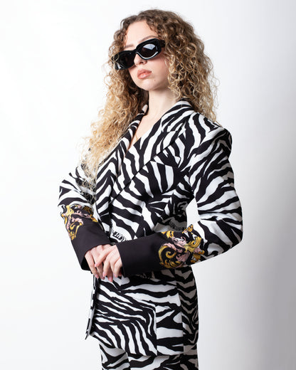 Giacca blazer Versace Jeans Couture monopetto zebrata donna