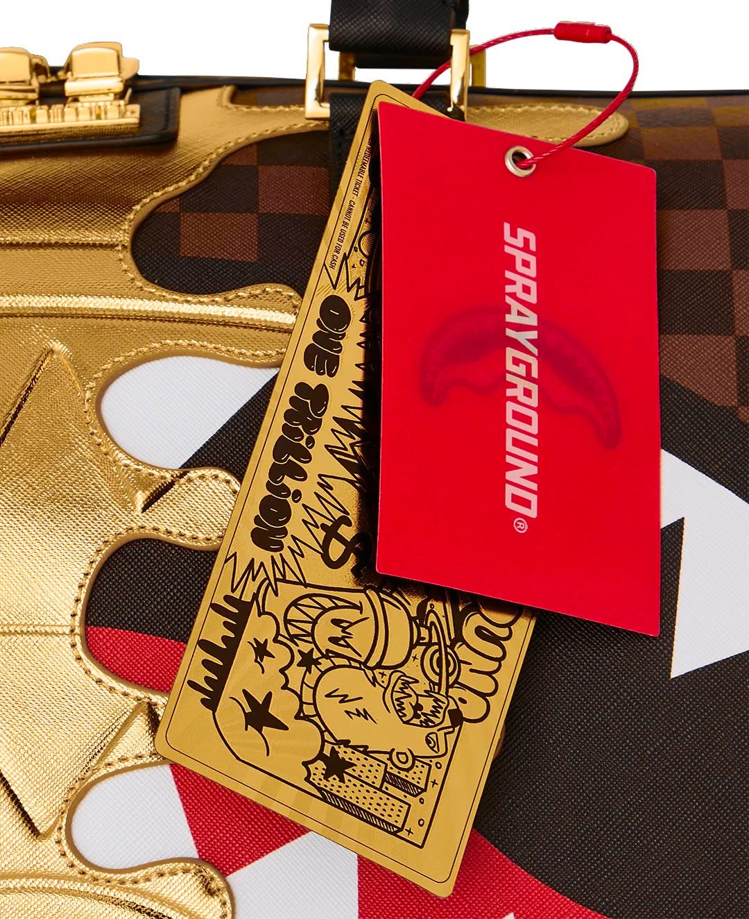 Borsa Sprayground marrone SHARKS IN PARIS GOLD DRIP TOTE 