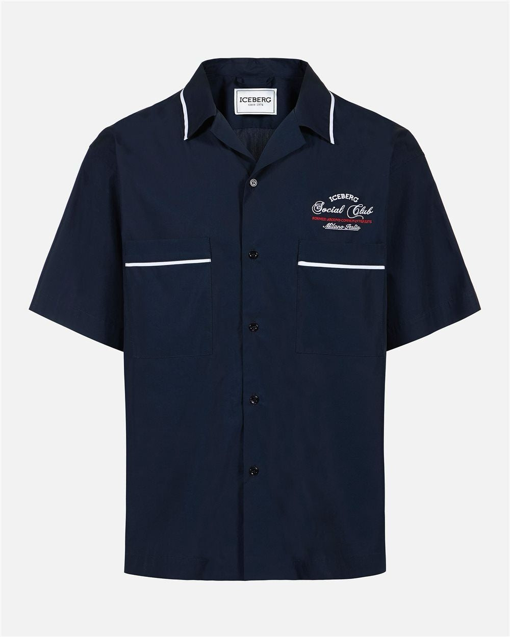 Camicia Iceberg con ricamo e stampa uomo
