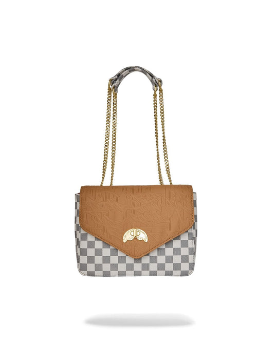 Borsa a spalla Sprayground "EMBOSSED CREAM CHECK HANDBAG" donna
