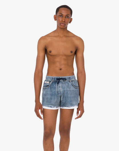 Boxer Mare Moschino stampa denim uomo
