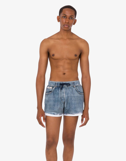 Boxer Mare Moschino stampa denim uomo
