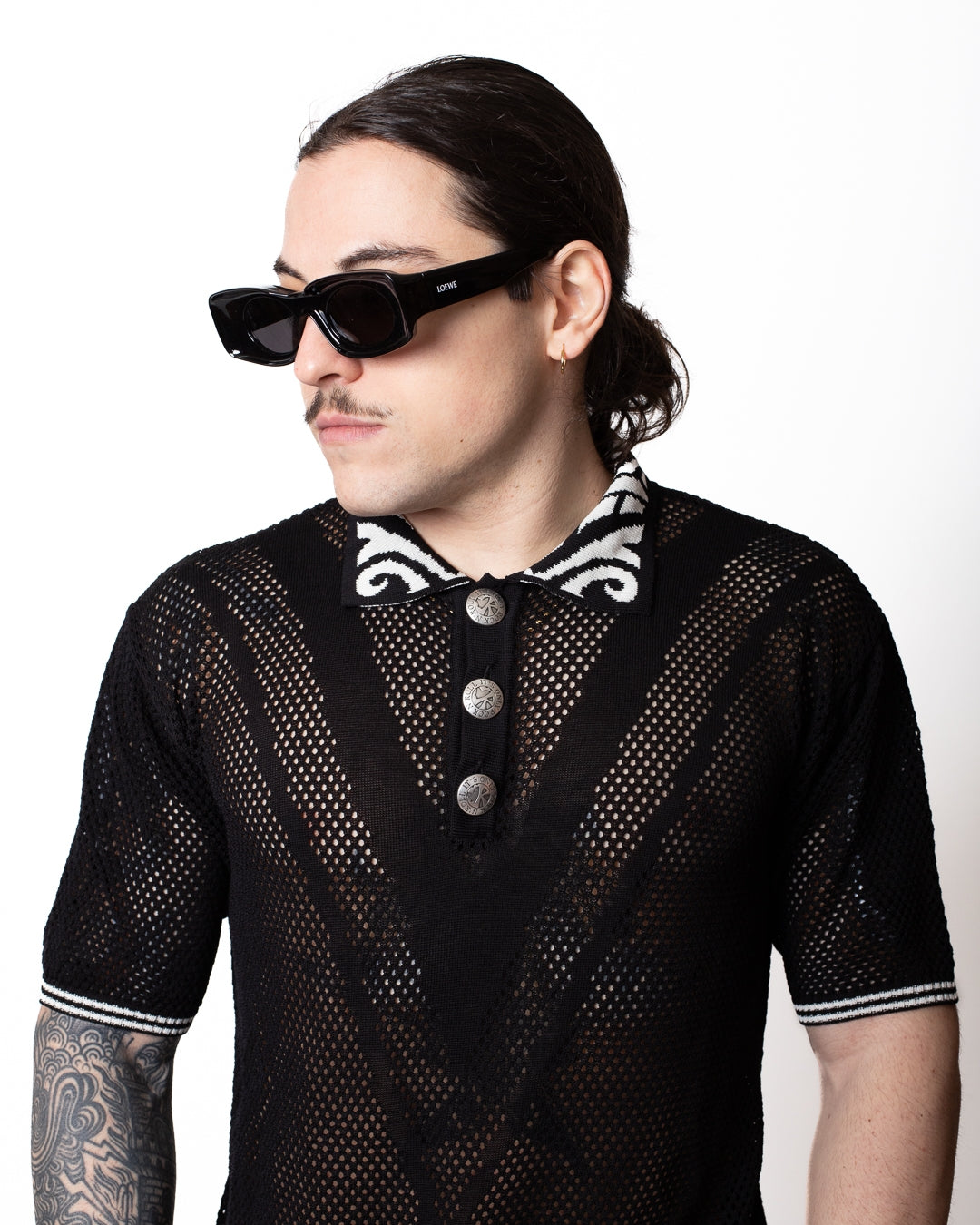 Maglia John Richmond traforata con colletto logato uomo