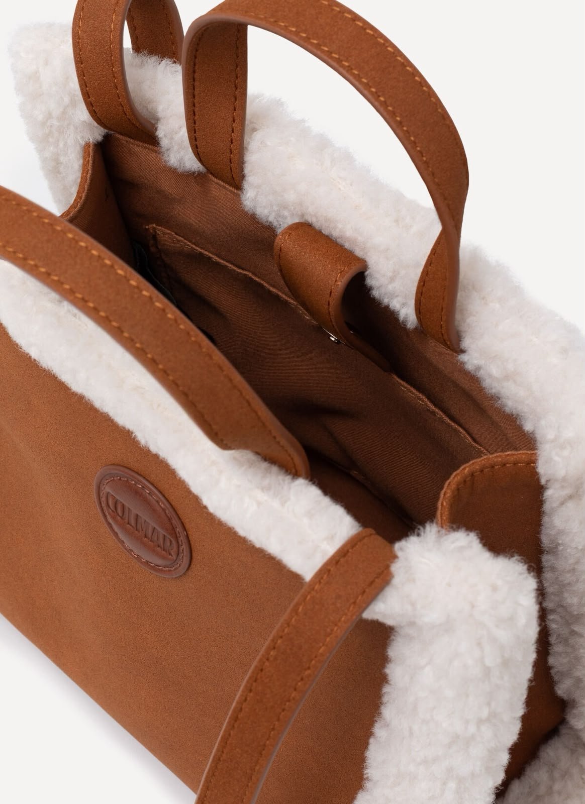 Borsa Colmar tote in pelle con inserti in pelliccia 