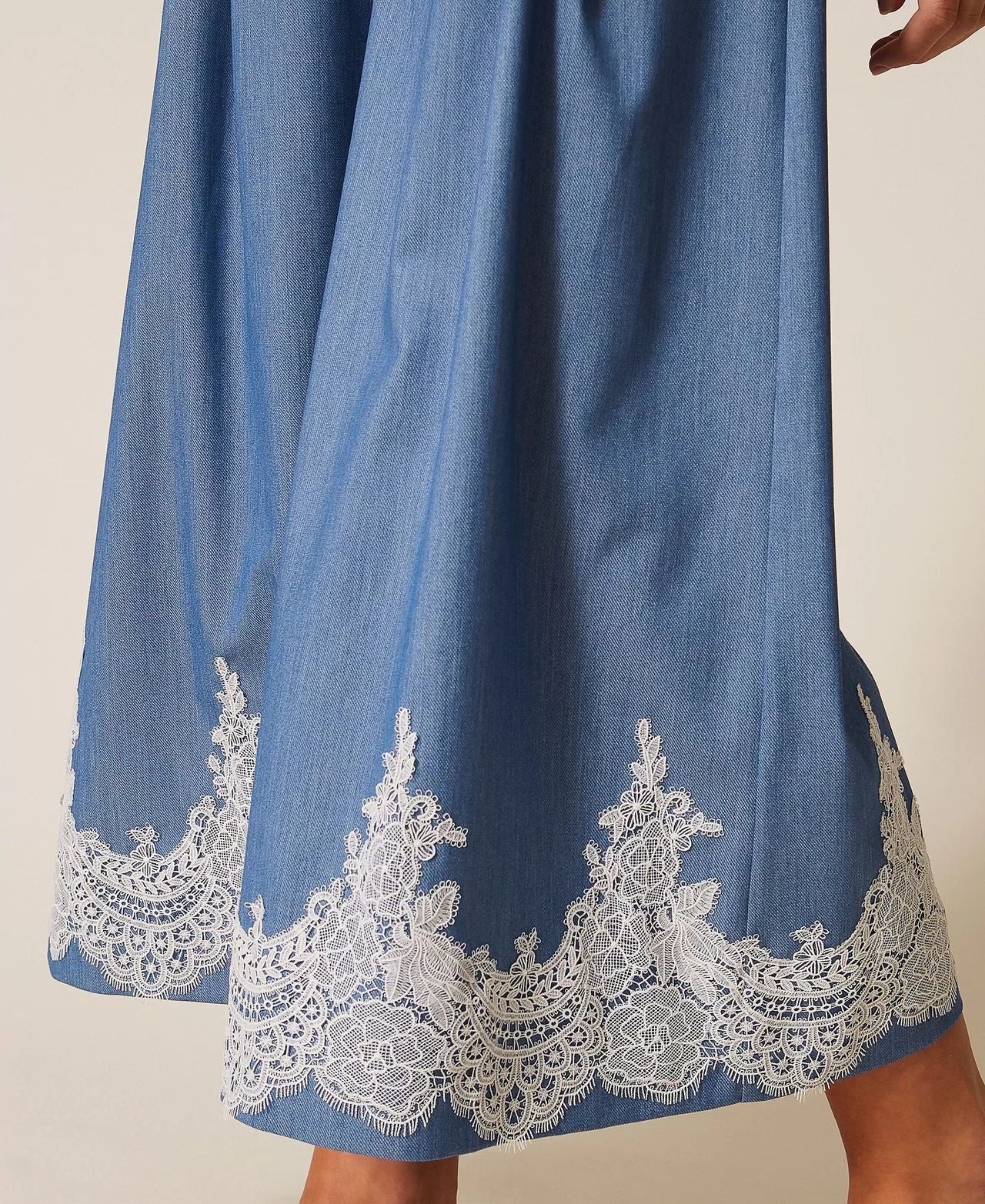 Pantalone Twinset Actitude a palazzo con pizzo e cintura donna