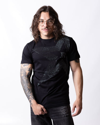 T-shirt John Richmond con logo "JR" e stella di brillantini