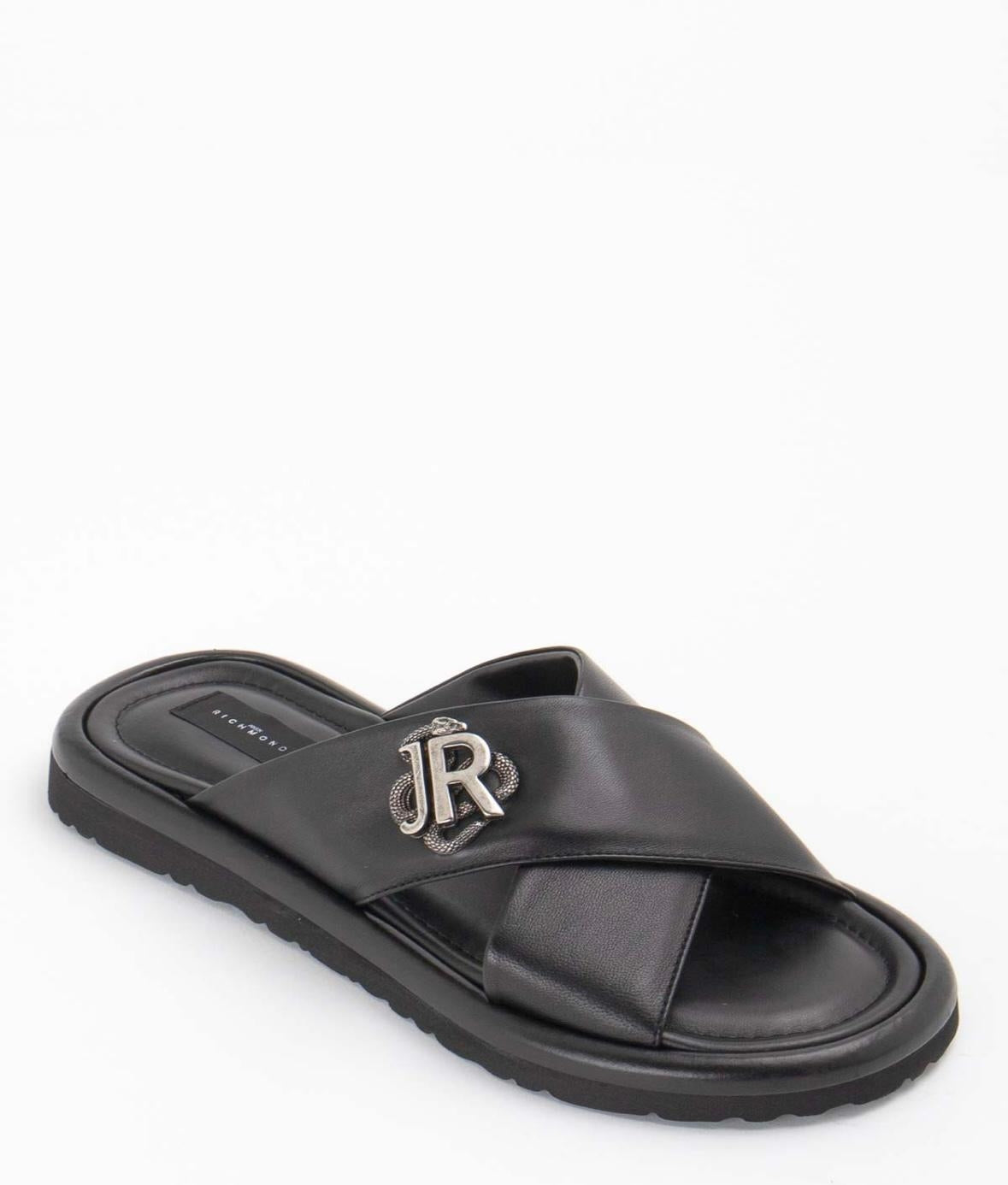 Sandalo John Richmond in pelle con fibbia metallica uomo