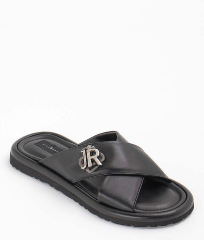 Sandalo John Richmond in pelle con fibbia metallica uomo
