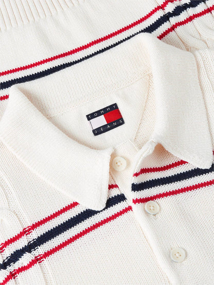 Polo Tommy Jeans in maglia "Stripe Cable" uomo