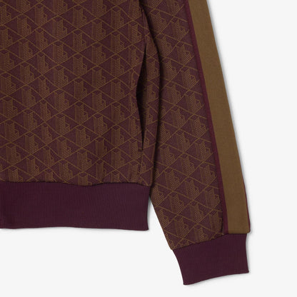 Felpa Lacoste con zip logata allover uomo