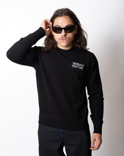 Maglia Versace Jeans Couture in misto lana con patch logata uomo