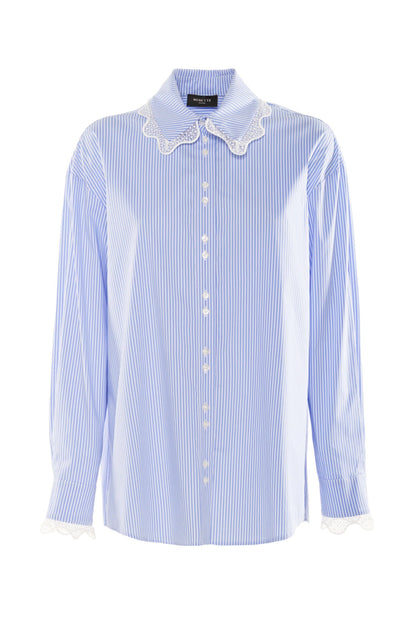 Camicia Nenette a righe con dettagli in pizzo donna