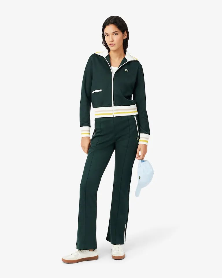 Felpa Lacoste fullzip in nylon con bordi a contrasto donna