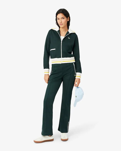 Felpa Lacoste fullzip in nylon con bordi a contrasto donna